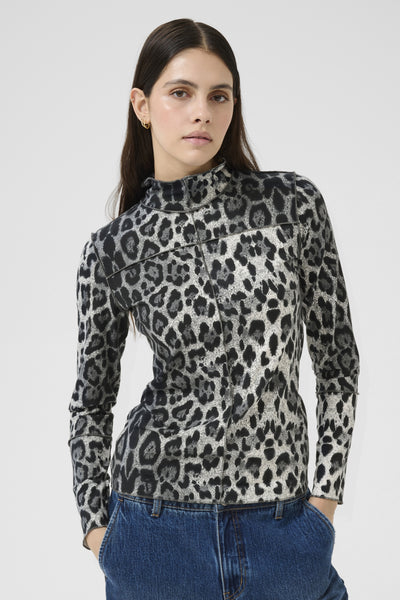 KBPavie Kiri Blouse Animal Grey Print - 10105472 Thumbnail