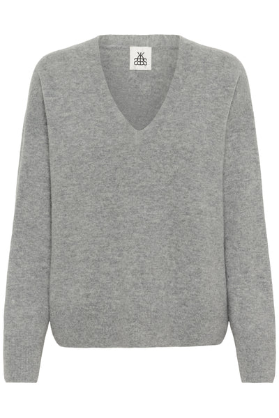 KBAnemone V-neck Medium Grey Melange - 103702 - 10105773 Thumbnail