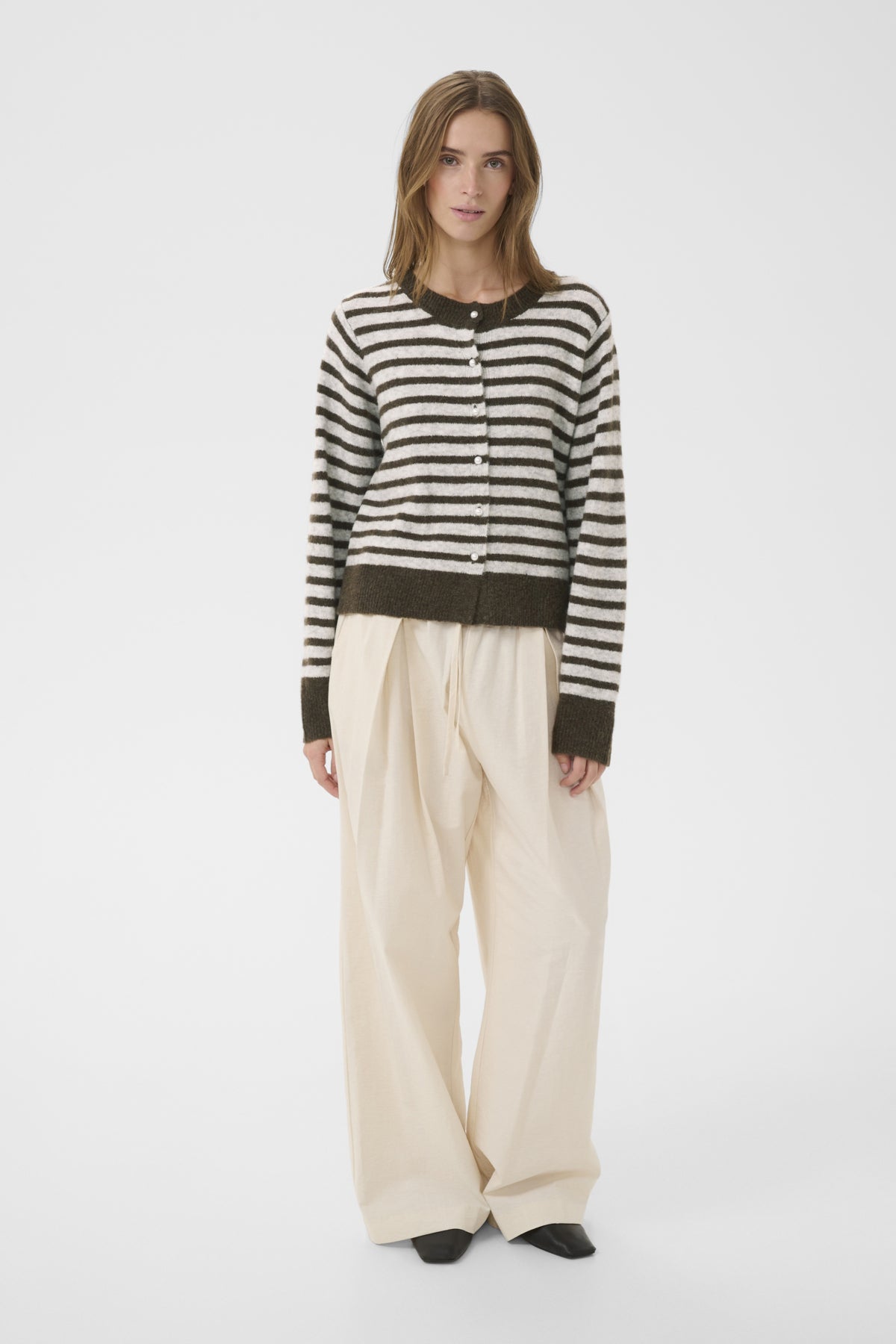 KBNoabelle stripe Cardigan Chocolate Chip Melange Stripe - 10105855