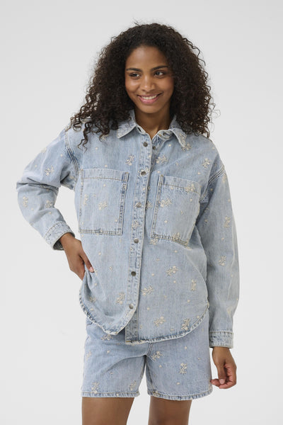 KAbabeth Denim Jacket Blue Denim/Feather Flower Emb. - 10507500 Thumbnail