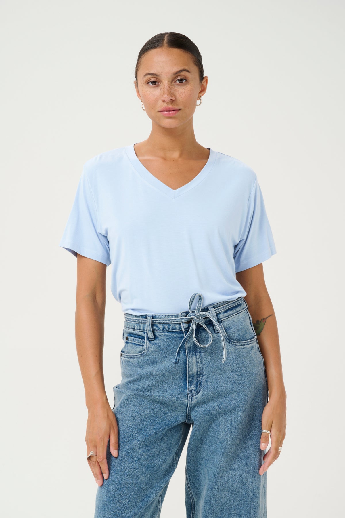 KAfrida V-neck T-Shirt Soft Chambray - 10508581
