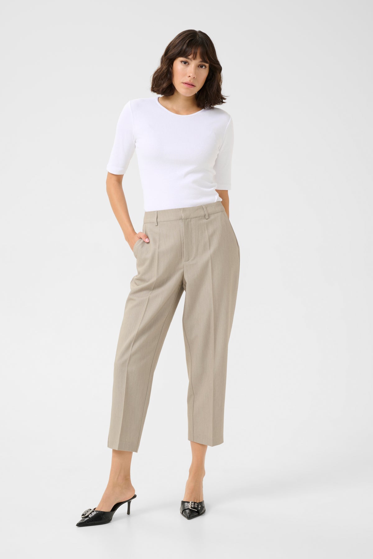 KAsakura Cropped Zipper pants Elephant Skin - 10508781