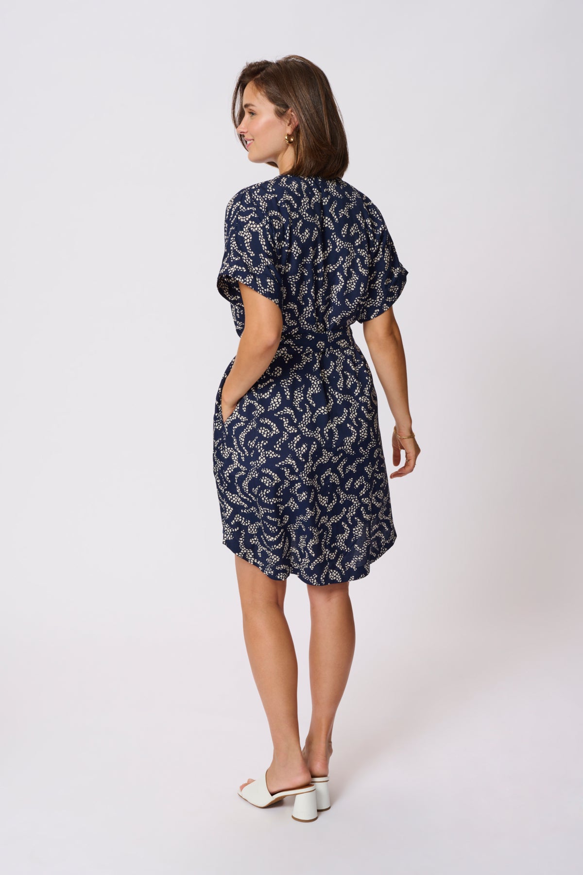 KAbarton Shirt Dress Midnight Marine Lace Print - 10509919
