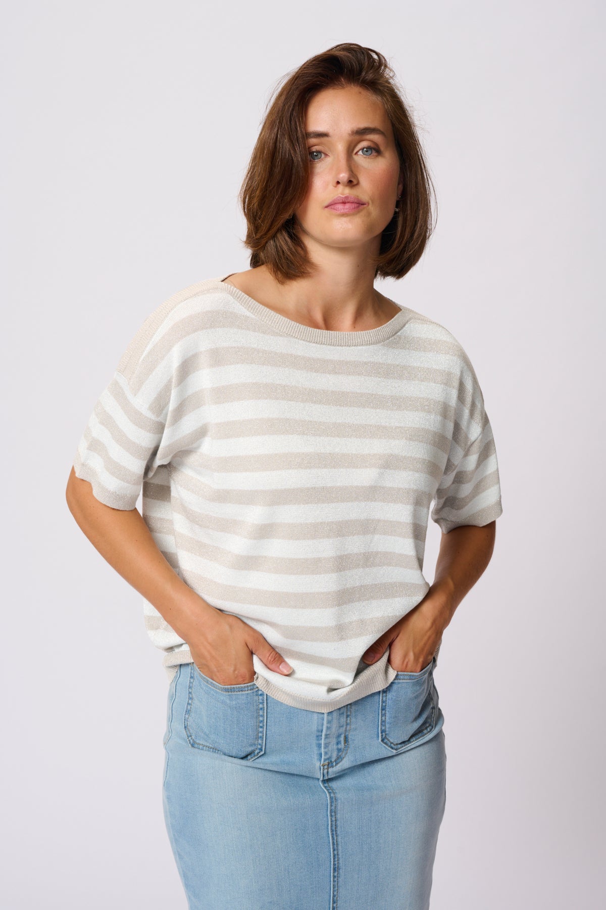 KAregina Striped Pullover Feather gray/ chalk Stripe - 10510053