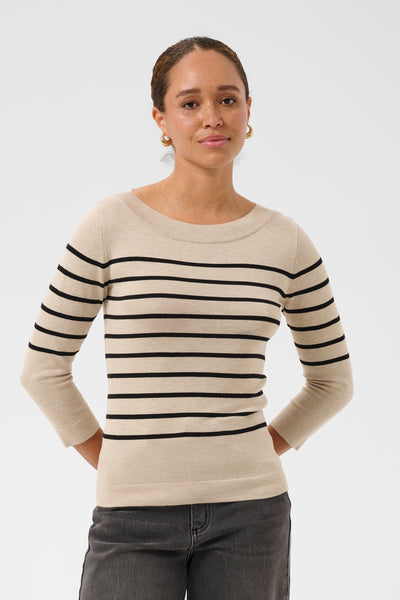 KAlizza boatneck pullover Feather gray melange/black - 1 - 10510195 Thumbnail