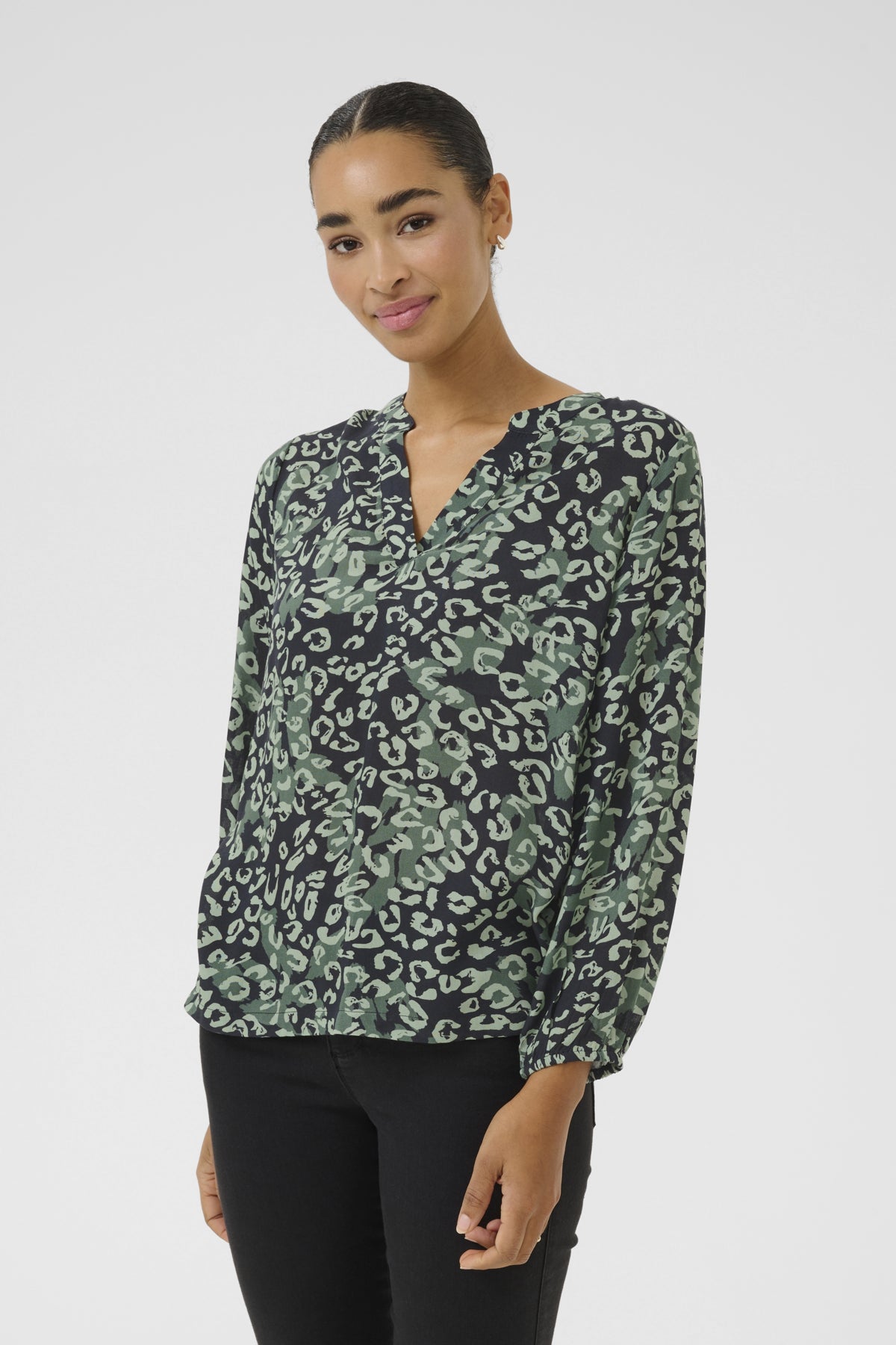 KAjanne Blouse Green leopard