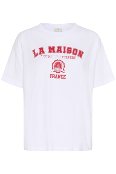 KAadelina T-Shirt Optical White/Red Text Print - 10510210 Thumbnail
