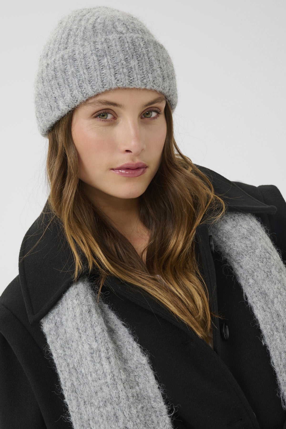 KAhenry Knitted hood Grey Melange - 10510407