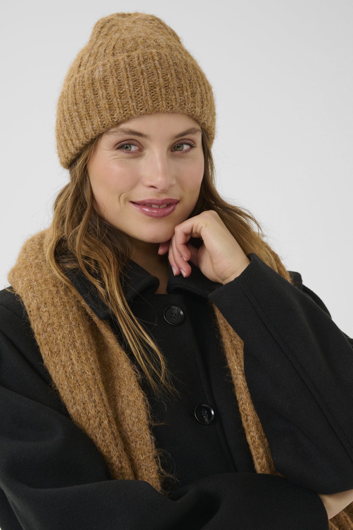 KAhenry Knitted hood Toasted Coconut Melange - 10510407