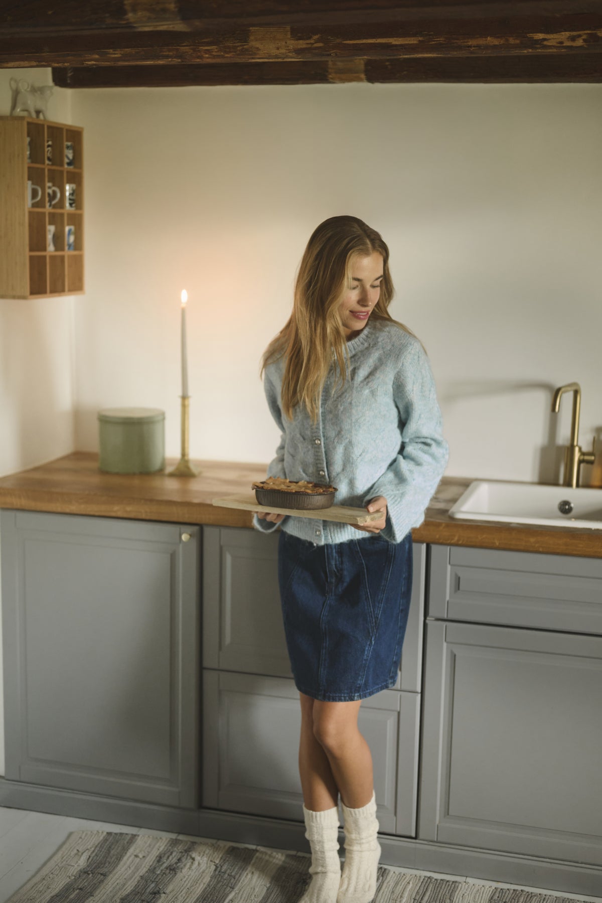 KAmartha Cardigan Windward Blue Melange - 10510626