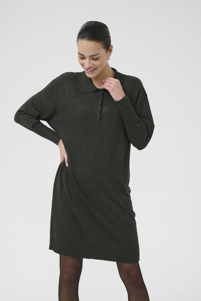 KAlizza Polo Knit Dress Dark grey melange - 10510688 Thumbnail