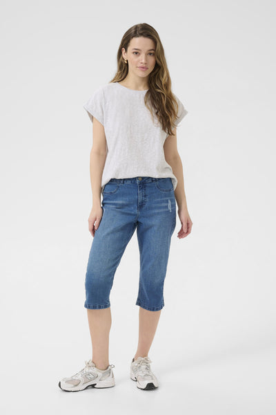KAlaurine Capri Jeans Washed/Destroyed Blue Denim - 10510760 Thumbnail