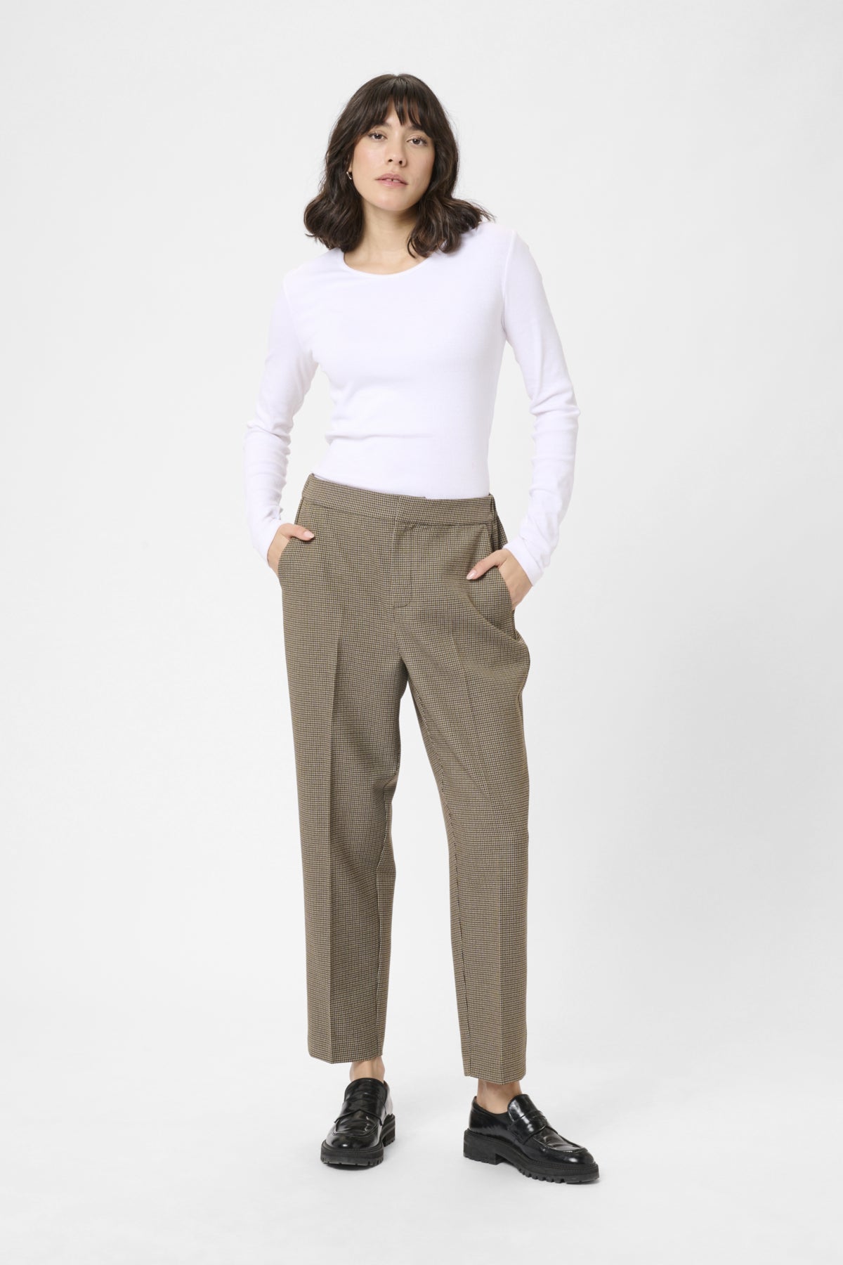 KAelyah Cropped Pants Beige / Black Petit Houndstoot - 10510848