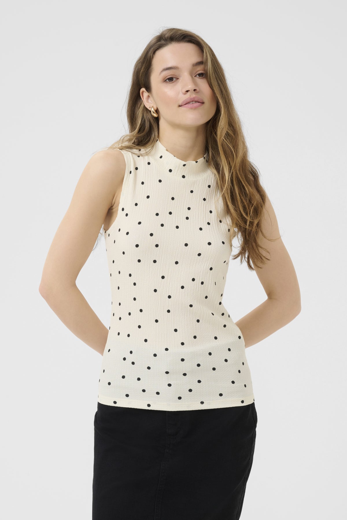 KAkatrine Printed Top Cloud Cream W. Black Dots - 10510921
