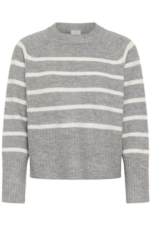 KAerin Knit Pullover Light Grey Melange Chalk Strip - 10510939