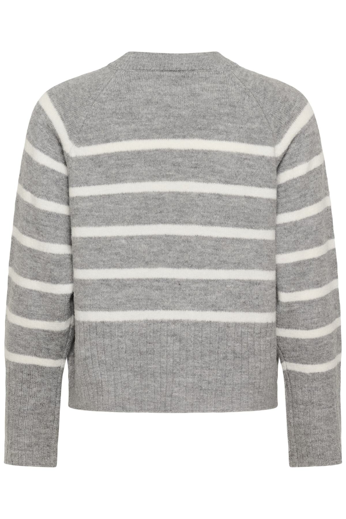 KAerin Knit Pullover Light Grey Melange Chalk Strip - 10510939