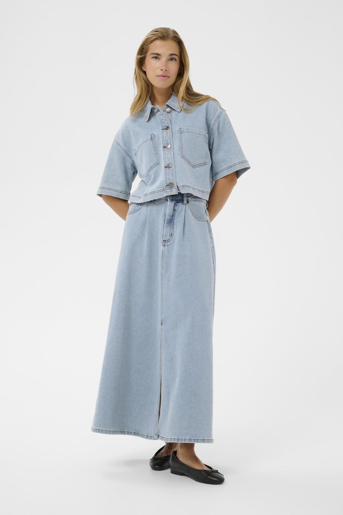 KAminna Denim Skirt Light Blue Washed Denim - 1090 - 10511305