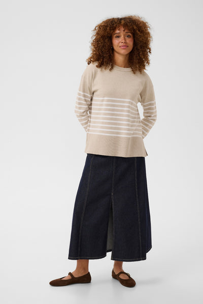 KAlimone Pullover Knit Feather Gray Mel/Chalk Stripe - 10511830 Thumbnail
