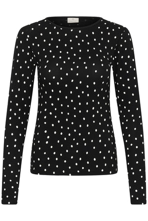 KAbella LS T-Shirt Black Deep/Chalk Dot - 109672 - 10512005