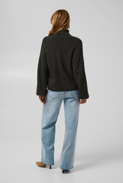 KAbarbara Rollneck Pullover Dark Grey Melange - 100125 - 10512087 Thumbnail