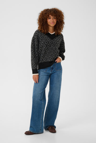 KAsirens Knit Pullover Black/Turtledove Argyle - 1097 - 10512088 Thumbnail