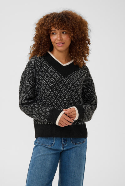 KAsirens Knit Pullover Black/Turtledove Argyle - 1097 - 10512088 Thumbnail