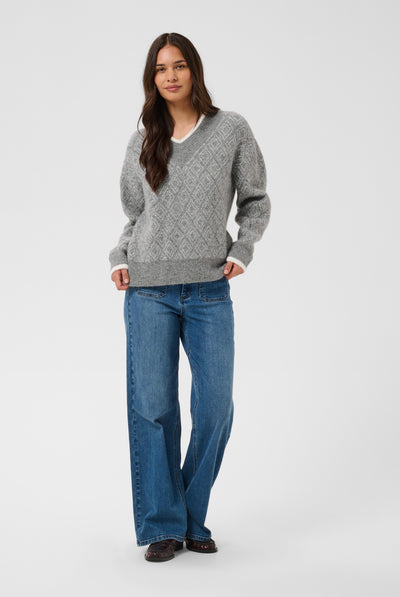 KAsirens Knit Pullover Grey Mel. / Chalk Argyle - 109 - 10512088 Thumbnail