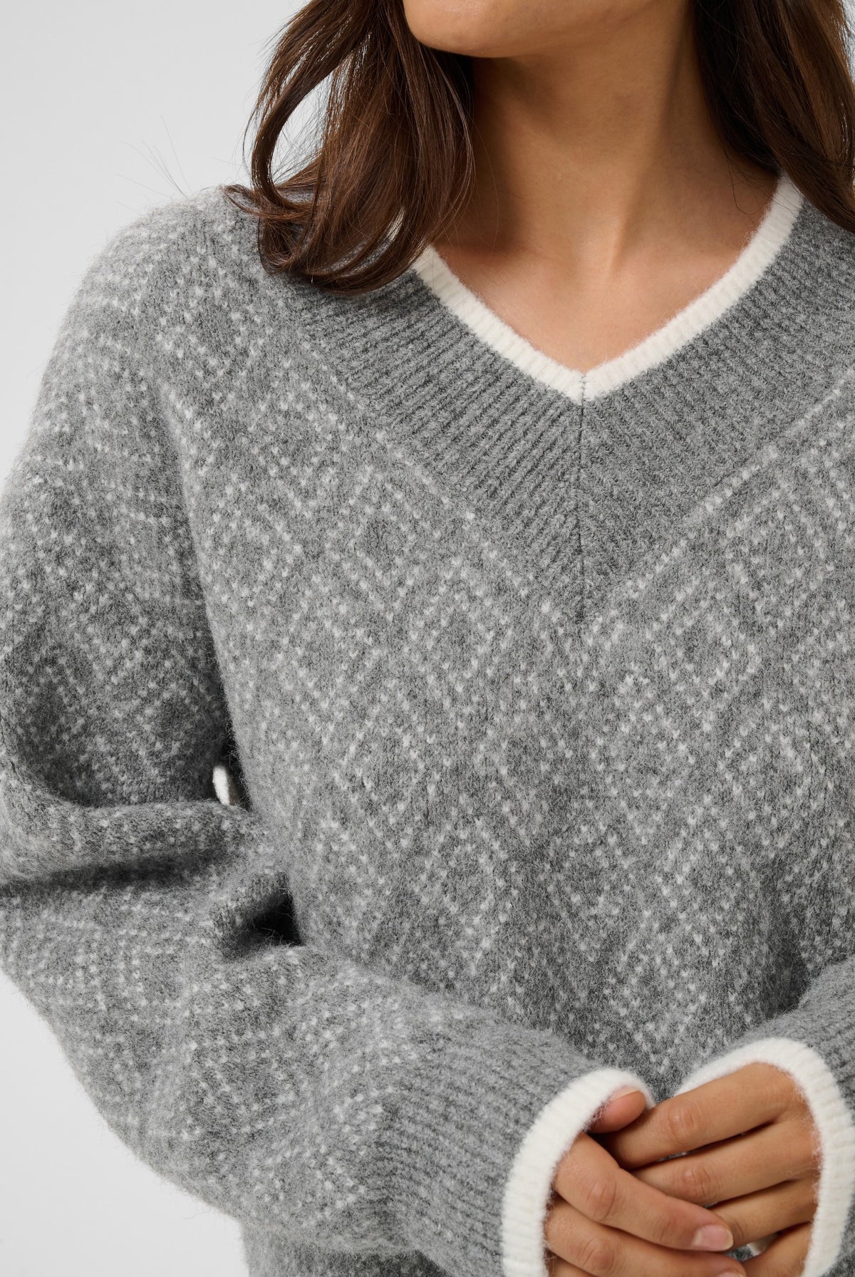 KAsirens Knit Pullover Grey Mel. / Chalk Argyle - 109 - 10512088