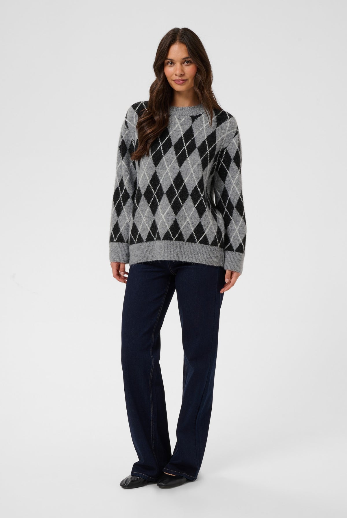 KAsimone Knit Pullover Black/GM/White Argyle - 109749 - 10512094
