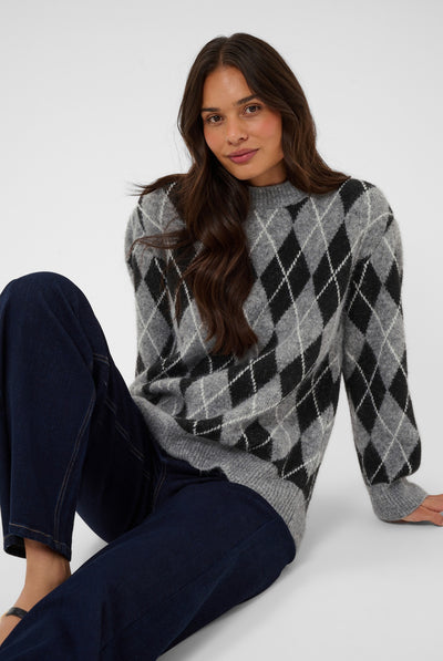 KAsimone Knit Pullover Black/GM/White Argyle - 109749 - 10512094 Thumbnail