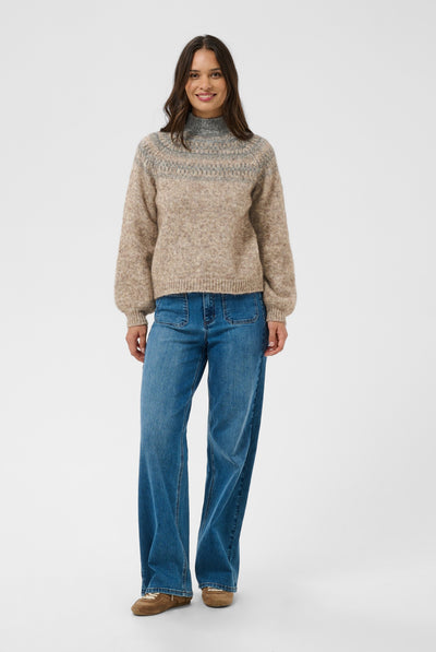 KAgerda Pullover Knit Brown Melange/Grey Melange - 1 - 10512134 Thumbnail