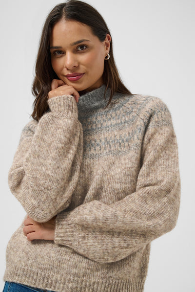 KAgerda Pullover Knit Brown Melange/Grey Melange - 1 - 10512134 Thumbnail