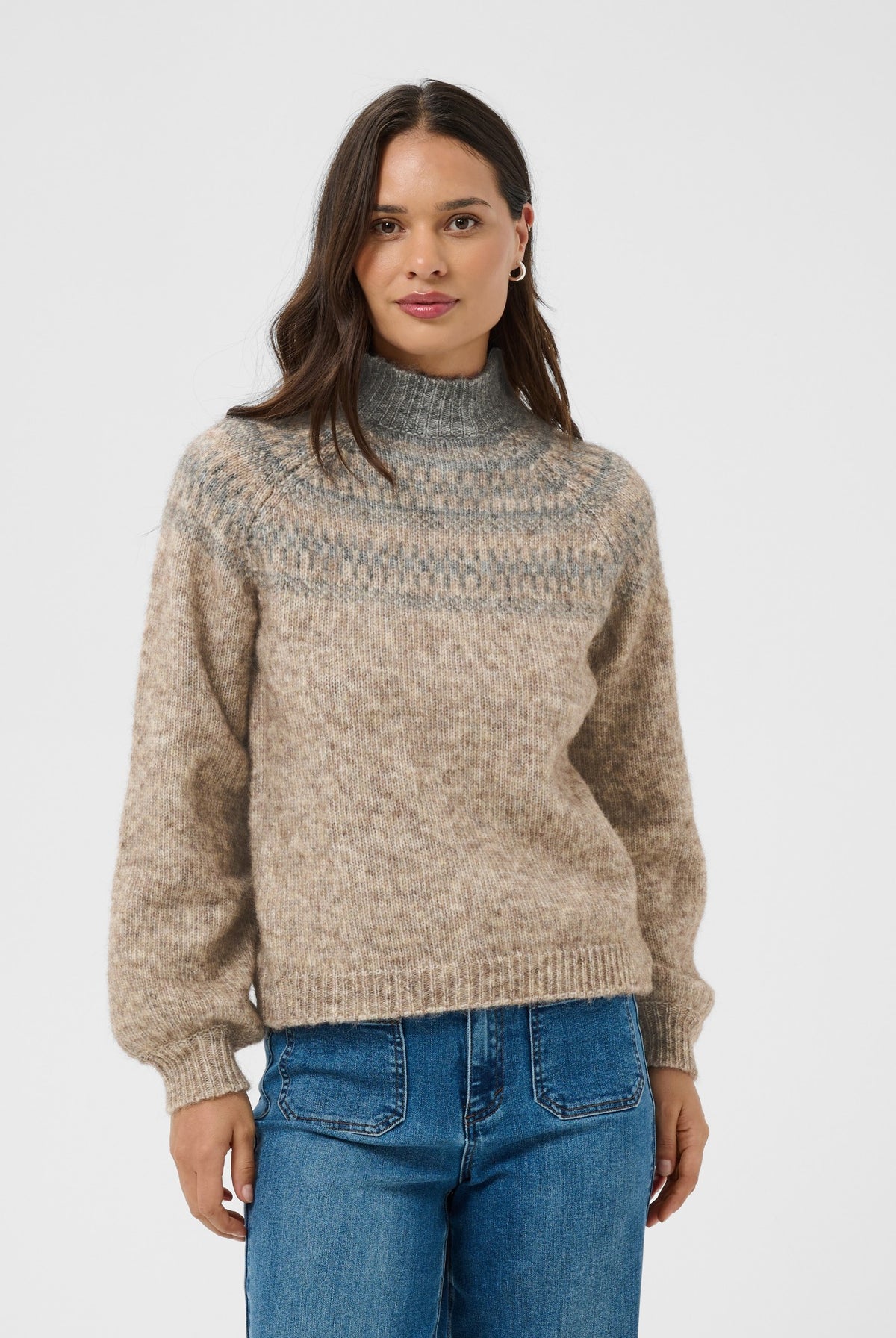 KAgerda Pullover Knit Brown Melange/Grey Melange - 1 - 10512134