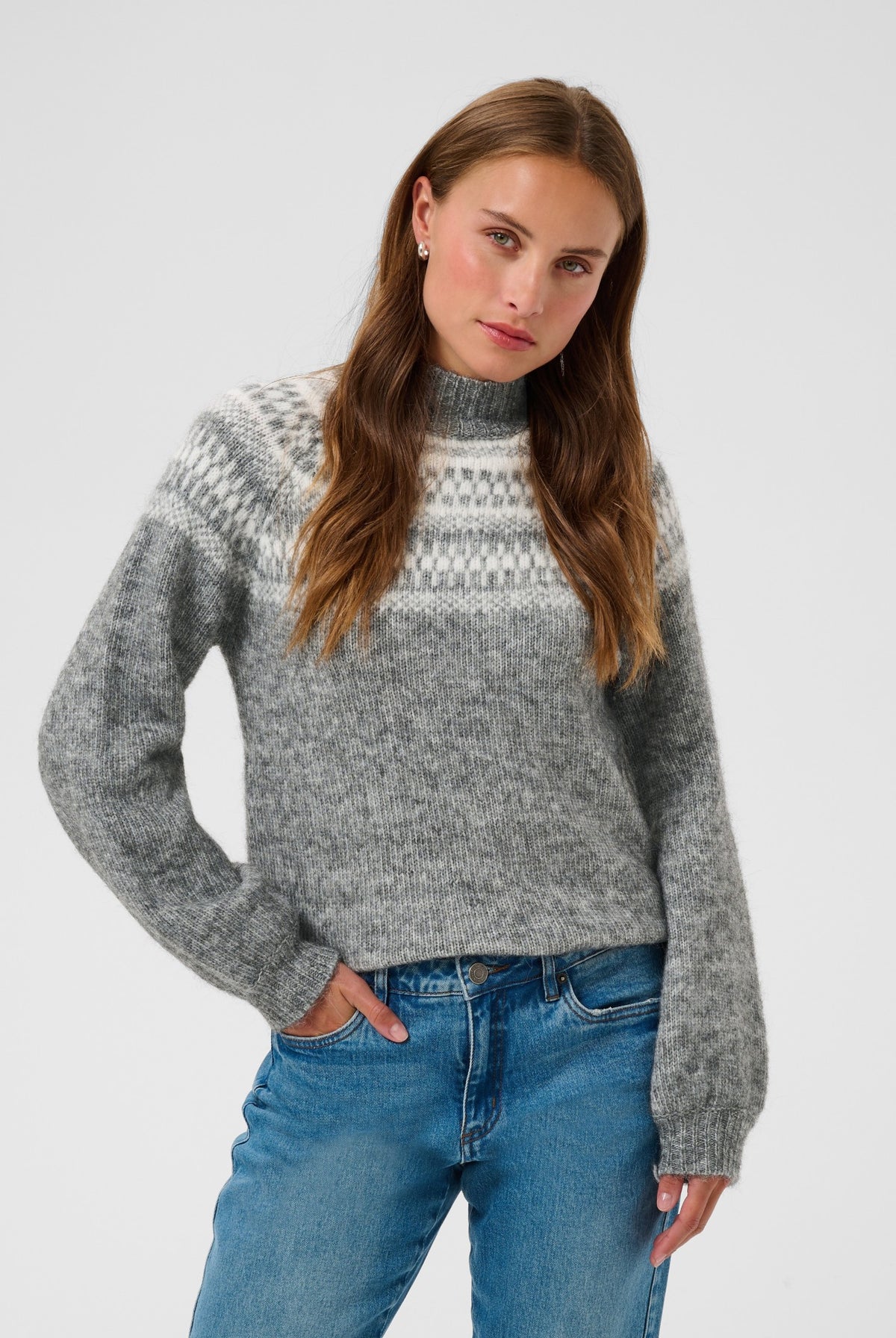 KAgerda Pullover Knit Dark Grey Melange/Chalk - 1099 - 10512134