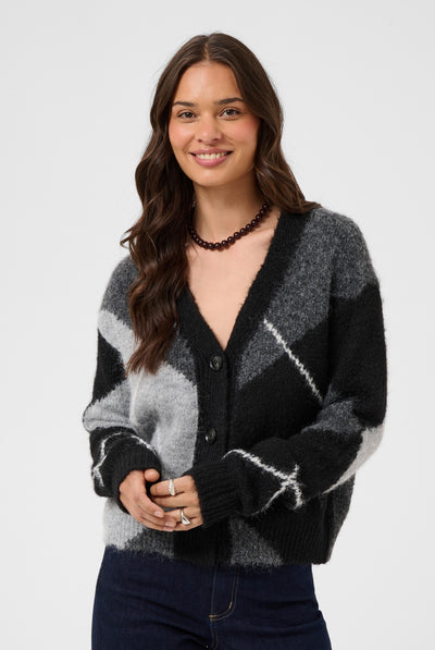 KAgrith Cardigan Grey melange / black check - 1 - 10512617 Thumbnail
