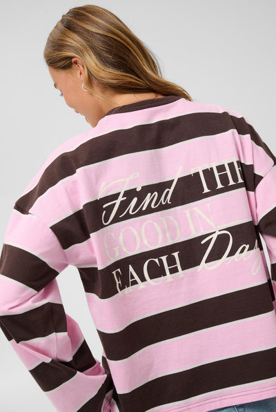 KAelona LS T-Shirt Brown / Pink Wide Stripe - 100 - 10513133 Thumbnail