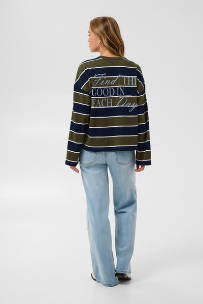 KAelona LS T-Shirt Olive / Midnight Wide Stripe - - 10513133 Thumbnail
