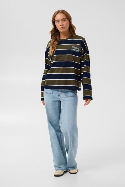 KAelona LS T-Shirt Olive / Midnight Wide Stripe - - 10513133 Thumbnail