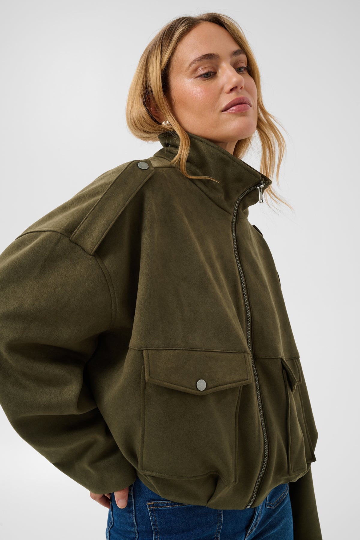 KAaster Faux Suede Bomber Jack Olive Night CC - 1000819 - 10513202