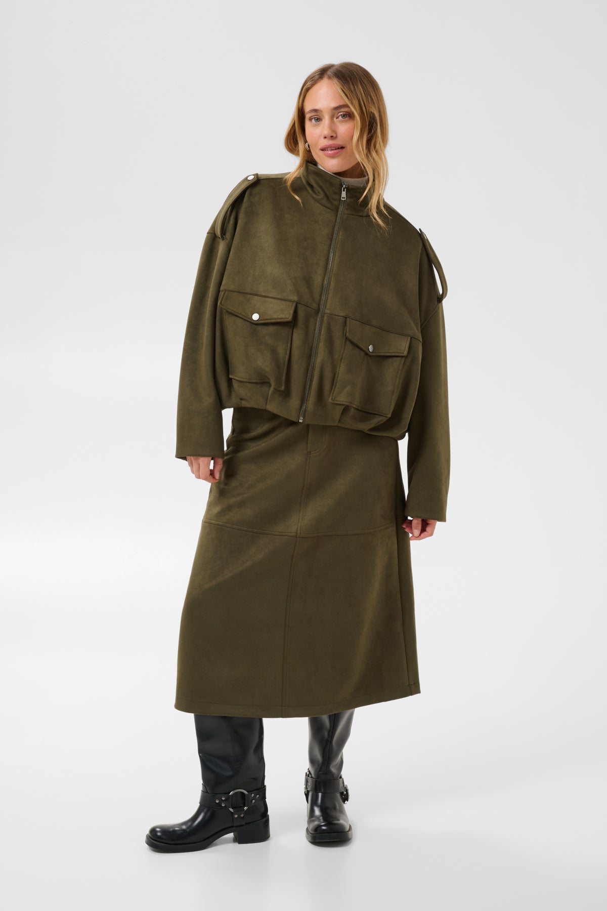 KAaster Faux Suede Bomber Jack Olive Night CC - 1000819 - 10513202