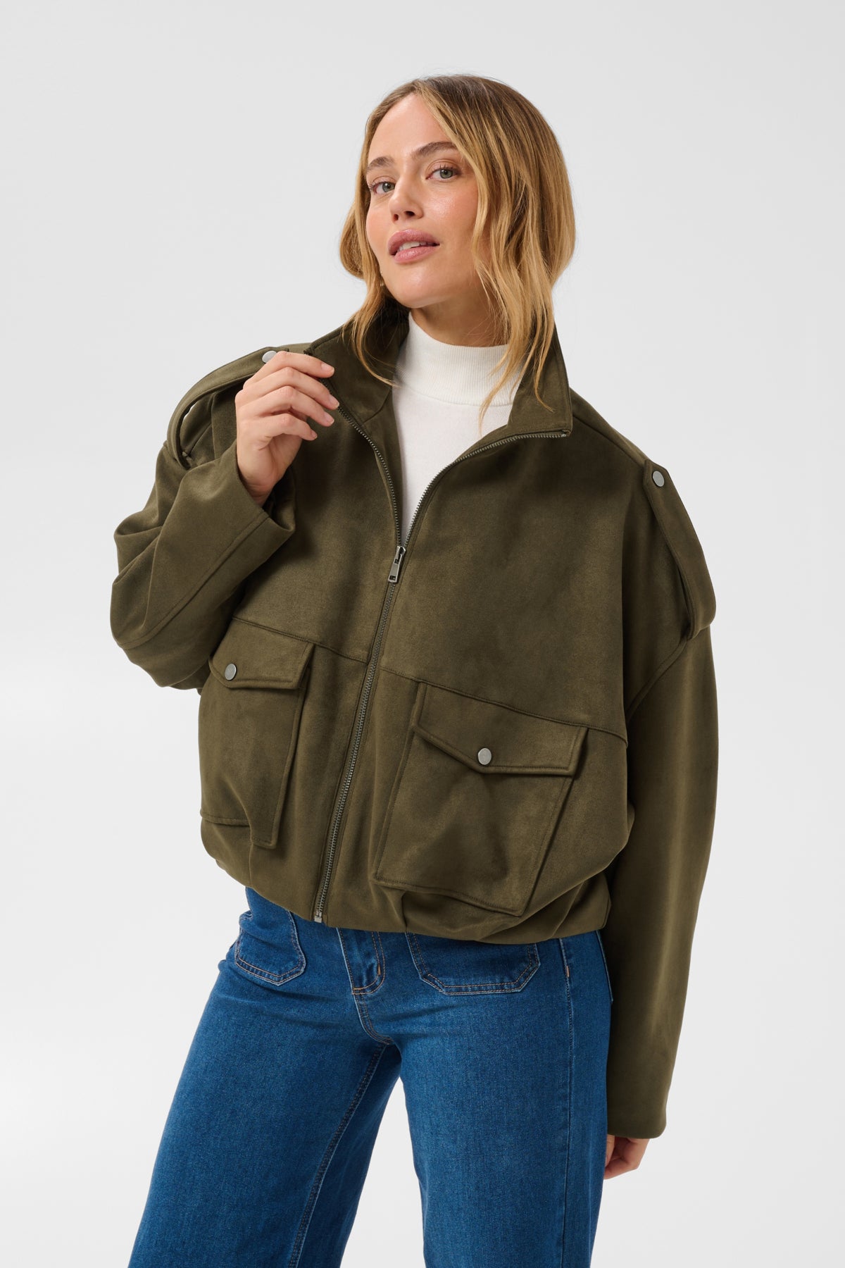 KAaster Faux Suede Bomber Jack Olive Night CC - 1000819 - 10513202