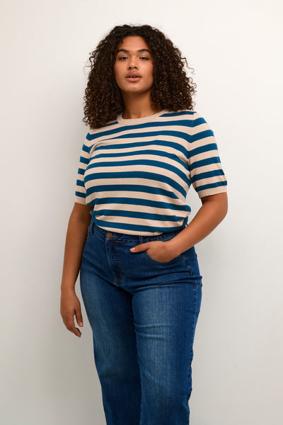KCmaji Short Sleeves Knit Smoke Gray/Black Deep Stripe - - 10581442 Thumbnail
