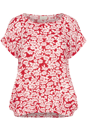 KAbeathe Stanley Blouse True Red/Chalk Flower Print - 10508896