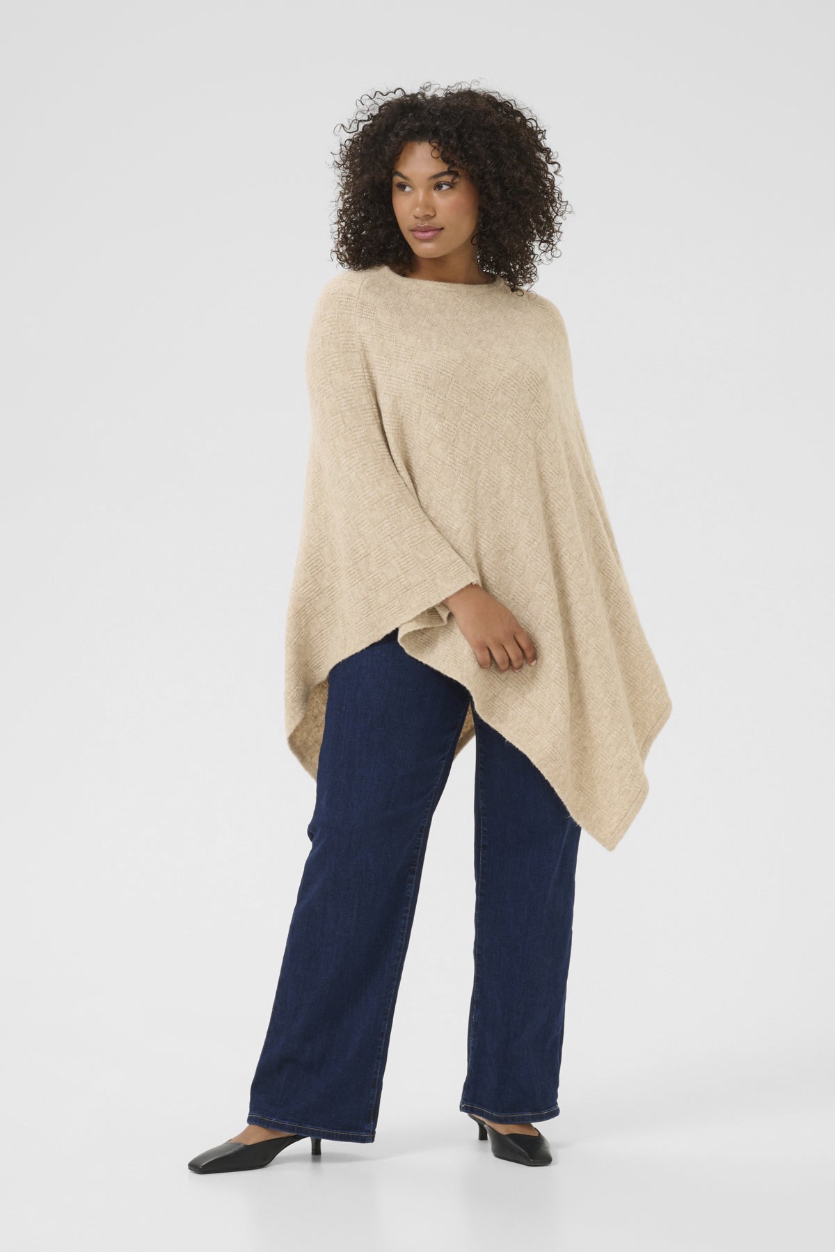 KCjenny Knit Poncho Feather Gray Melange