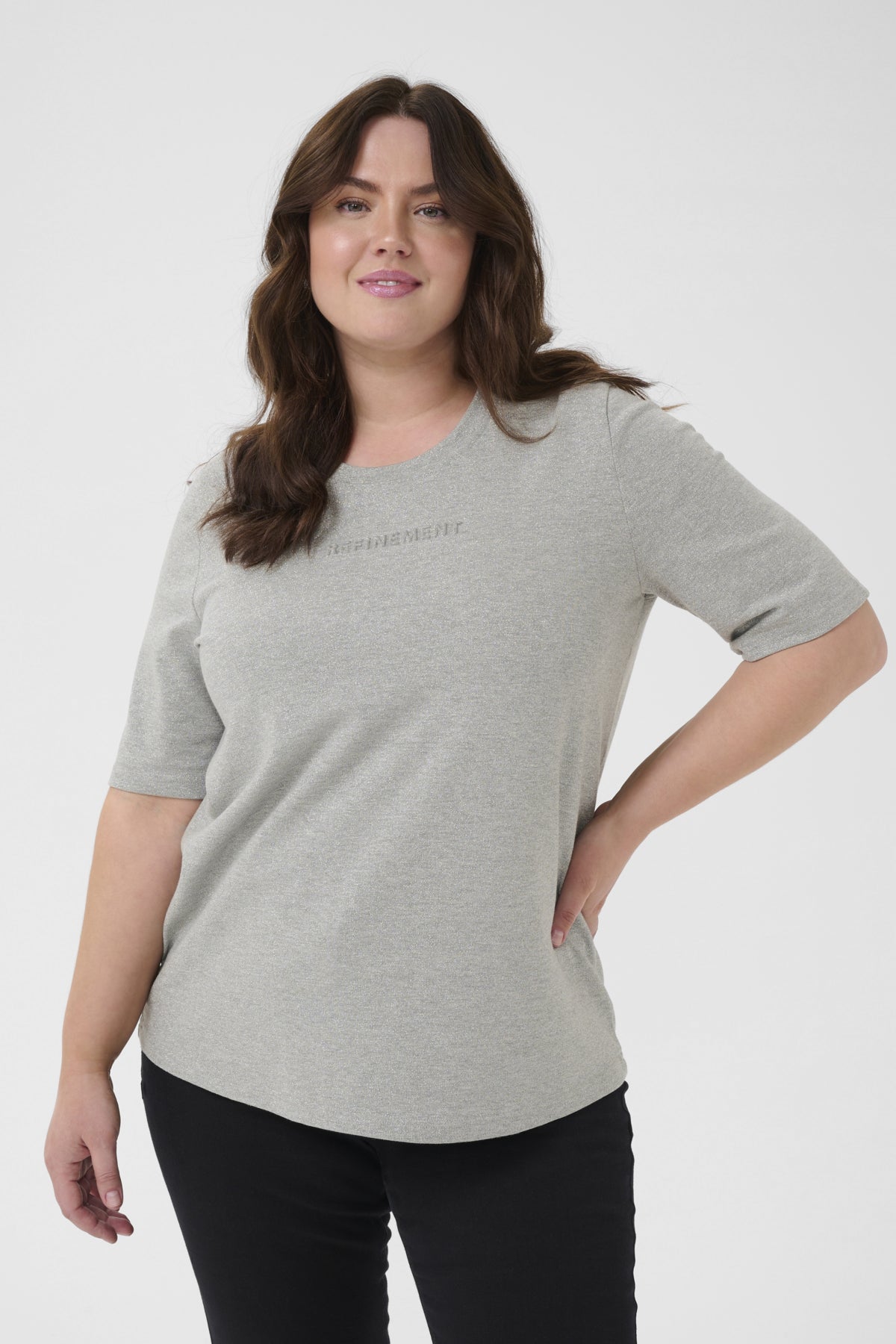KClianca T-Shirt Light Grey Melange Glitter - 1 - 10583781
