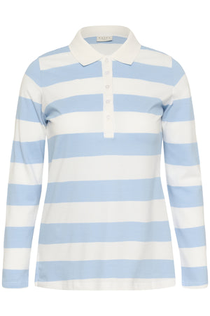KCmiana Polo LS T-Shirt Chalk With Powder Blue stripe - 10583934