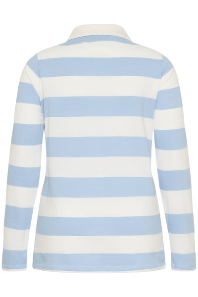 KCmiana Polo LS T-Shirt Chalk With Powder Blue stripe - 10583934 Thumbnail