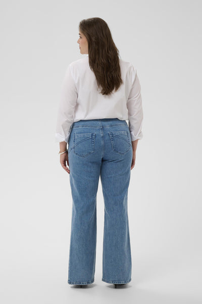 KCflora Flared Full Lenght Jea Blue Washed Denim - 100166 - 10584056 Thumbnail