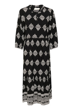 CRTiah Flounce Dress Black Damask Pattern - 10606285