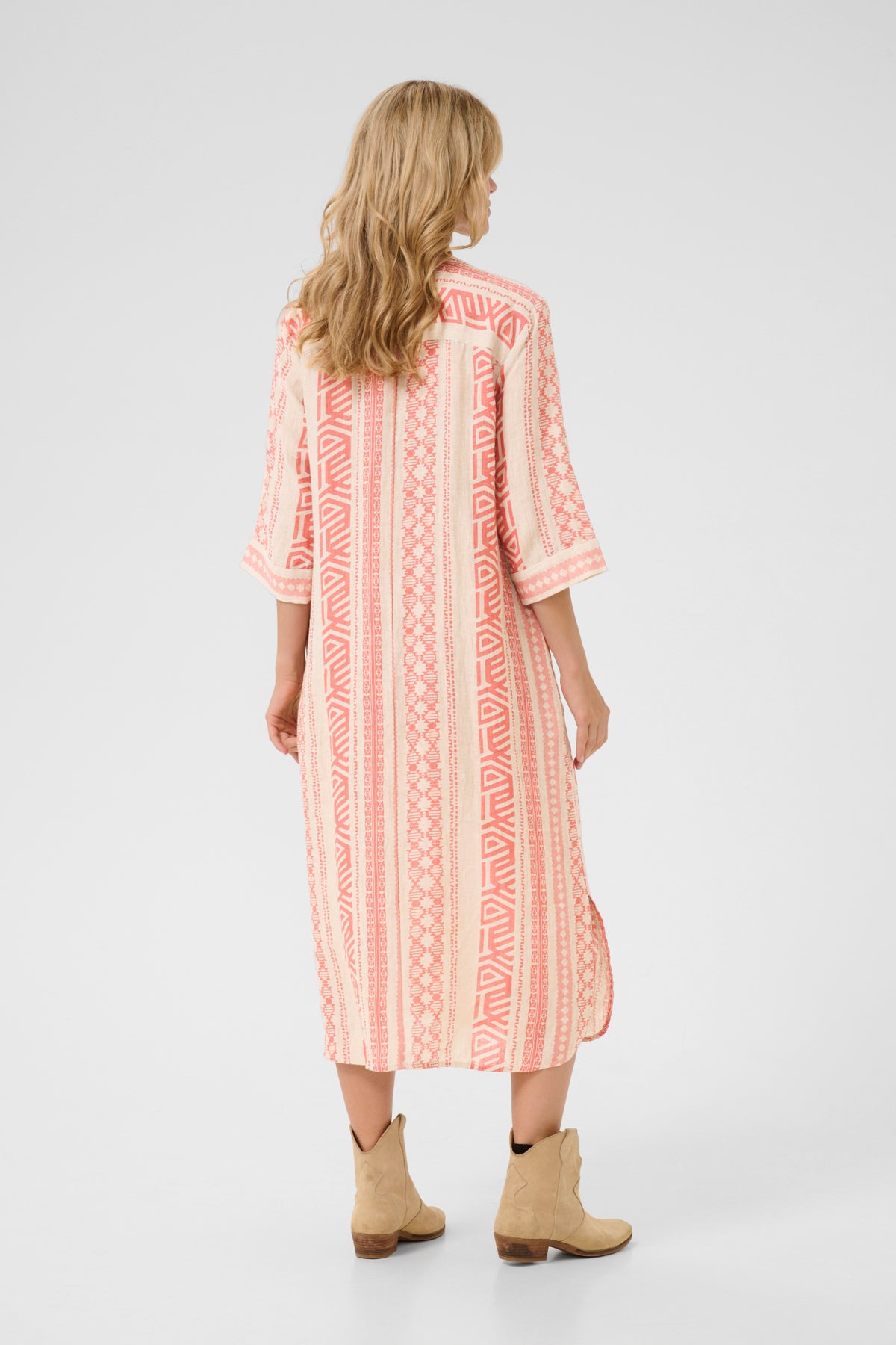 CRBellis Caftan Dress Ethnic Geo Porcelain Rose - 10611577